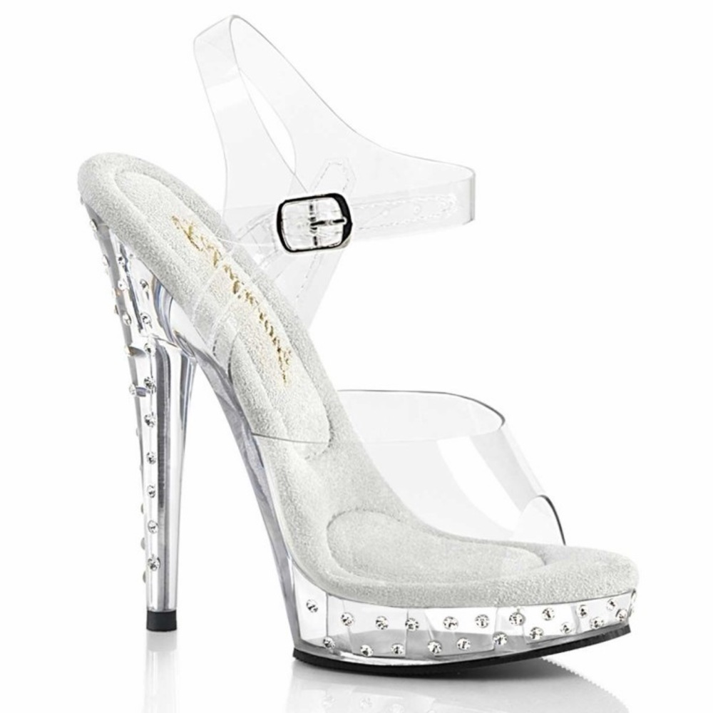 Clear Crystal-Accent High Heel Sandal - Unbranded